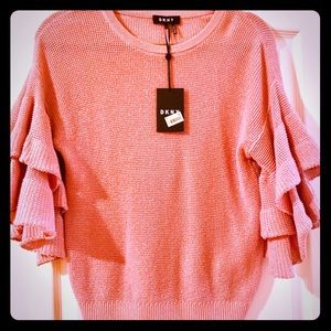 DKNY Ruffle Sleeve Pink Sweater size S